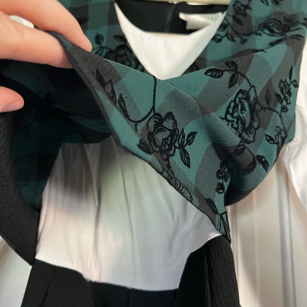 Vintage 80s Miss Dorby Oktoberfest Plaid Floral Maxi Dress Size 10 Green Gingham - Picture 8 of 14